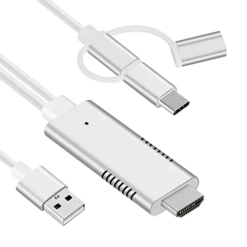 MHL HDMI Cable, Tihokile 1080P USB C/Micro USB a HDMI, Cable Adaptador para Tableta de Teléfono a Monitor de Proyector de TV Compatible con Huawei/Samsung Galaxy Note/Sony， 1.8M