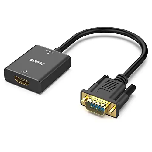 BENFEI Adaptador HDMI Hembra a VGA Macho, Convertidor Solo Desde HDMI de Computadora/Stick TV a VGA de Monitor/Proyector(No Bidireccional)