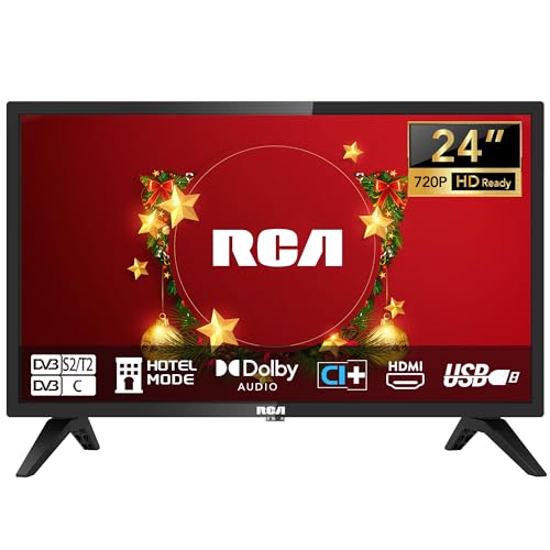 RCA Televisor 24 Pulgadas LED HD TV con Sintonizador Digital DVB-T/T2-C-S/S2, HDMI, Ci (Ci+), Reproductor Grabador USB, Modo Hotel (220 V, No Smart)