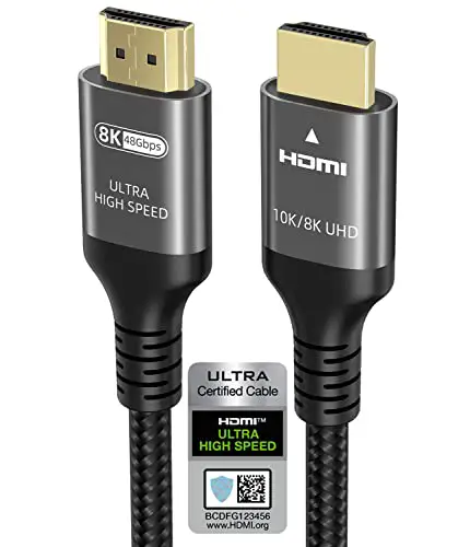 10k 8k 4k Cable HDMI 2.1 de 48Gbps Certificado Ultra Alta Velocidad HDMI Cable 4K120Hz 144Hz 10K 8K60Hz DTS:X Dolby Atmos eARC Dynamic HDR Compatible con Samsung Sony LG RTX3090 PS5 Apple TV (3m)