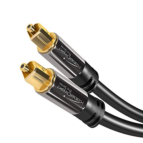 KabelDirekt – 3m Cable Óptico TOSLINK Audio (Stereo Dolby Digital Normal, DTS, Conector TOSLINK Macho a Conector TOSLINK Macho, Negro), Pro Series