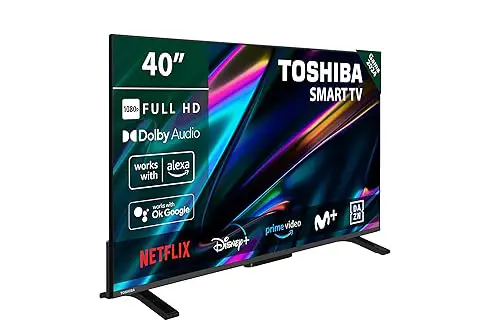 TOSHIBA 40LV2E63DG Smart TV de 40', con Resolución Full HD (1920 x 1080), HDR, Compatible con Asistente de Voz Alexa y Google, Bluetooth