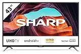 Sharp 43BL6EA - TV Android 43' (4K Ultra HD, 3 x HDMI, 3 x USB, Bluetooth), Google Assistant, Chromecast, Altavoces Harman/kardon, HDR10, DTS Virtual X, Active Motion 600, Color Negro