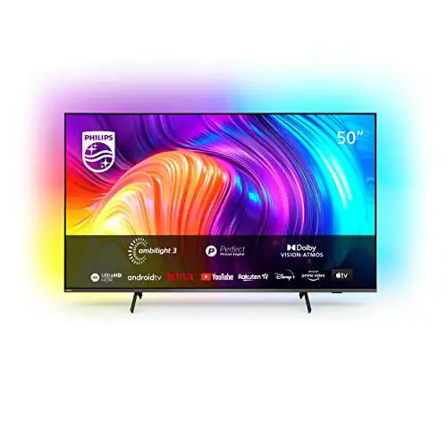 Philips 50PUS8517/12 TV LED Android TV 4K UHD con Ambilight en 3 Lados, Principales formatos HDR compatibles, P5 Picture Engine, Compatible con Google Assistance y Alexa, 2022, 50'