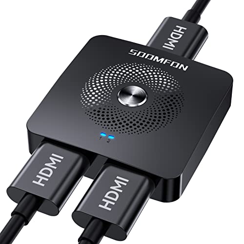SOOMFON HDMI Switch 4K@60Hz, HDMI Splitter 1 Entrada a 2 Salida o HDMI 2 a 1, HDMI Bidireccional 2.0, Soporta 3D 1080P HDCP, HDMI Switch Splitter para Apple TV, PS5 PS4, Xbox, Fire Stick, BLU-Ray