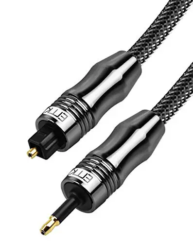 EMK - Cable Toslink a Mini Toslink de 3,5 mm SPDIF óptico de 3,5 mm a adaptador de cable de audio óptico para Home Theater (6Ft/2M, Óptico Mini Toslink de 3,5MM, Negro)