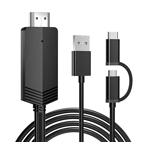 Weton Cable MHL con Micro USB y Type C 2 en 1 Adaptador a HDMI 1080P 2M con Tipo C y Micro USB para Huawei Samsung Xiaomi Android Smartphone Móvil a TV Monitor Proyector