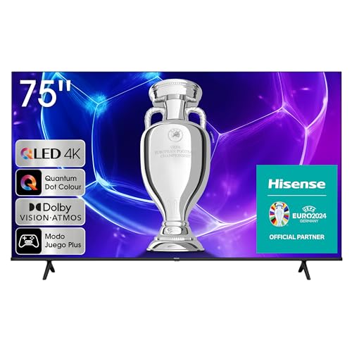Hisense TV 75E7KQ - QLED Smart TV de 75 Pulgadas Televisor, Quantum Dot Colour, Dolby Vision,Dolby Atmos, Modo Juego PLUS, 60Hz VRR, Bluetooth&HDMI,control por voz televisor, VIDAA (2023)