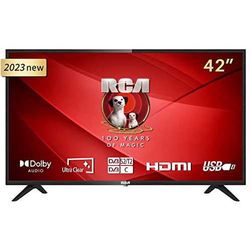 RCA iRB42F3 TV 42 Pulgadas (Televisores 106 cm), Dolby Audio, LED, HDMI, USB, Salida de Audio Digital, Triple sintonizador DVB-C/T2/S2, Ci+, Incluido Modo Hotel, 2023