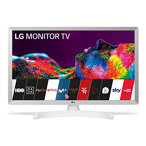LG 24TN510S- WZ - Monitor Smart TV de 60 cm (24') con Pantalla LED HD (1366 x 768, 16:9, DVB-T2/C/S2, WiFi, Miracast, 10 W, 2 x HDMI 1.4, 1 x USB 2.0, óptica, LAN RJ45, VESA 75 x 75), Color Blanco