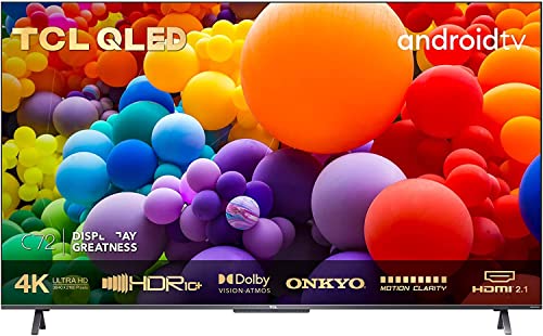 TCL QLED 55C725 - Android TV 55' QLED, Smart TV Resolución 4K HDR Pro, HDR Multi-Format, Game Master, Sonido Onyko Dolby Atmos, Google Assistant, Compatible con Alexa, Brushed silver metal front