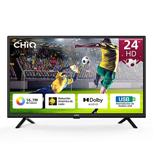 CHiQ TV LED L24G5W (NO Smart TV), Televisión 1080p 24 Pulgadas LED, Reproductor Multimedia USB, Dolby Audio, sintonizador (DVB-T/T2/C/S/S2), HDMI/USB/Ci/RF