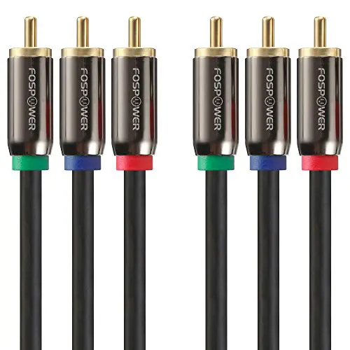 FosPower [3-FT 3RCA Macho a 3RCA Macho RGB tapones, YPbPr Componente Vídeo Conectores cable para Reproductor de DVD, VCR, videocámara, Proyector, PS4 y xbox one (Rojo, Verde, Azul)