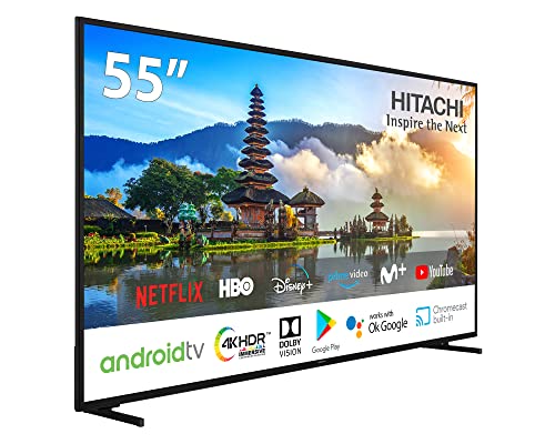 Hitachi 55HAK5450, Android Smart TV 55 Pulgadas, 4K Ultra HD, HDR10, Dolby Vision, Bluetooth, Google Play, Chromecast Integrado, Compatible con Google Assistant, Dolby Atmos
