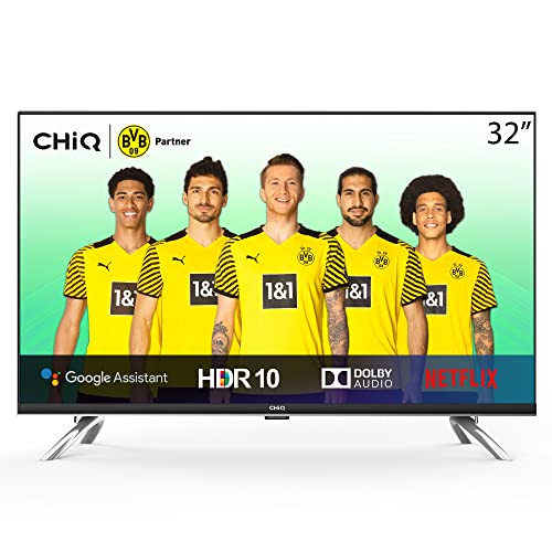 CHiQ L32H7A - Televisor inteligente, 32 pulgadas, Android 9.0, HD, wifi, Bluetooth, con Asistente de Google, Netflix, Prime Video, 2 conexiones HDMI, USB