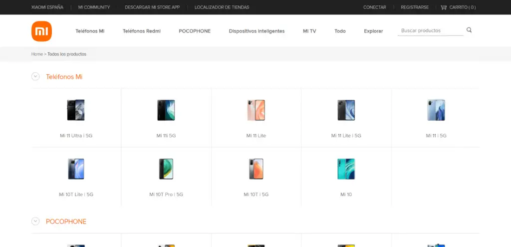 Sitio web oficial de Xiaomi