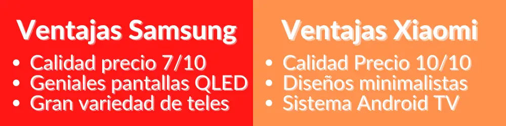 Puntos fuertes y desventajas de Samsung y Xiaomi