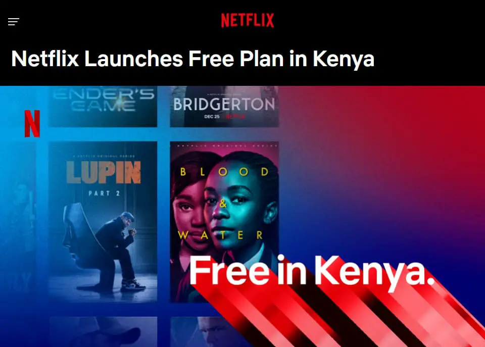 Netflix gratis para smartphone o celular en Kenia