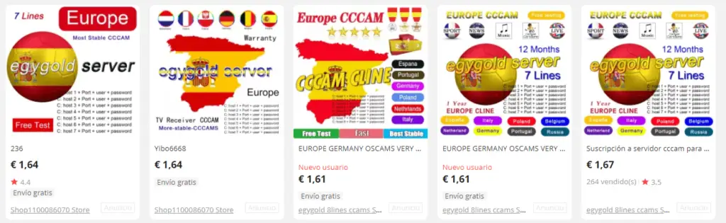 Líneas CCCAM de pago (no gratis) se anuncian en AliExpress