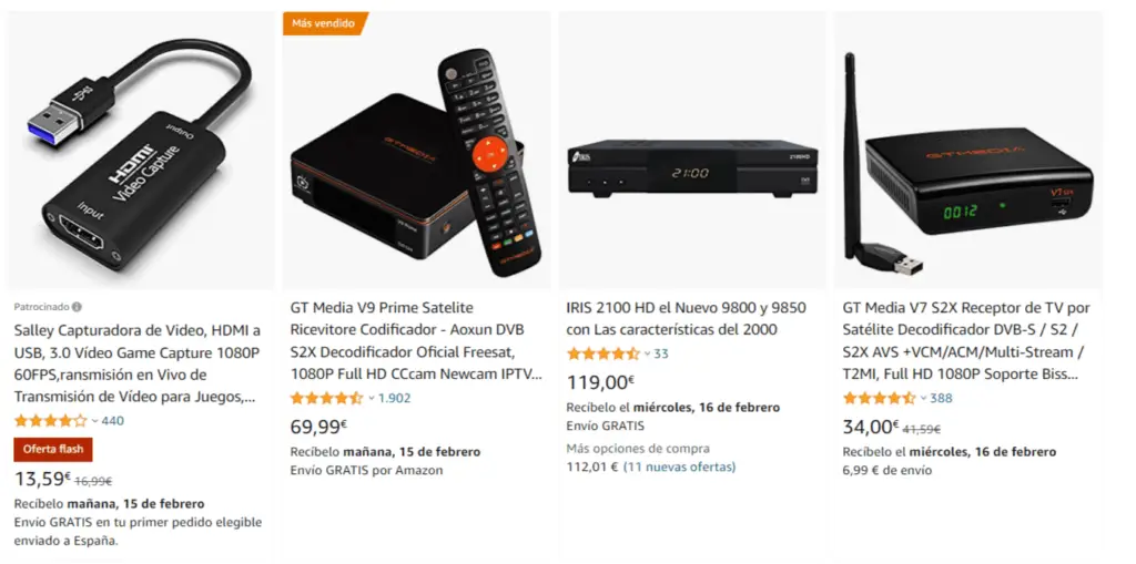 En Amazon se venden decodificadores compatibles con CCCAM para ver la TV gratis